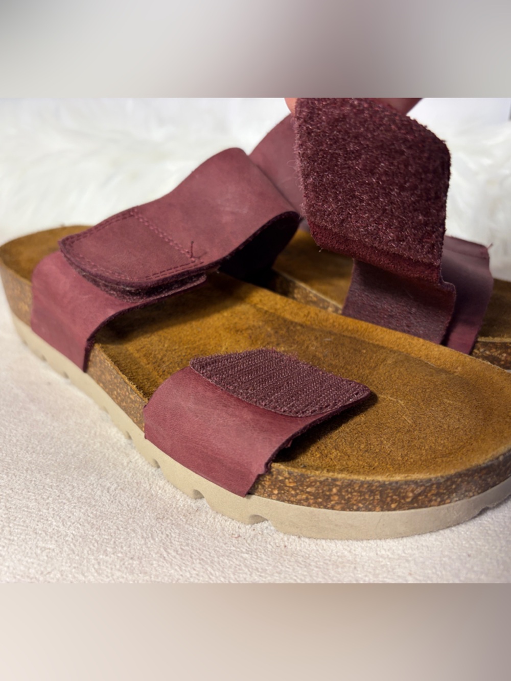 Women’s Two-Strap Adjustable Slide Sandal - Burgundy - Picture 4 of 12